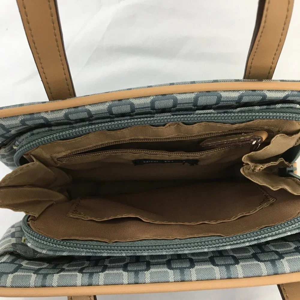 Nine West Retro Geometric Fabric Mini Satchel Wallet Bag GREAT Condition